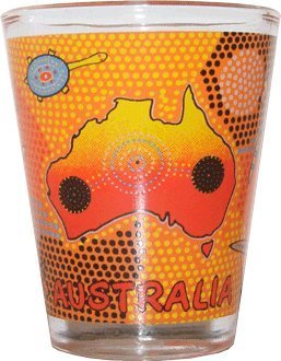 Australian Shot Glass: Orange Aboriginal Art