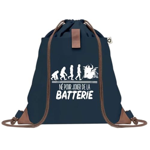 Sac à dos bleu avec pochette batterie pour le sport et la gym