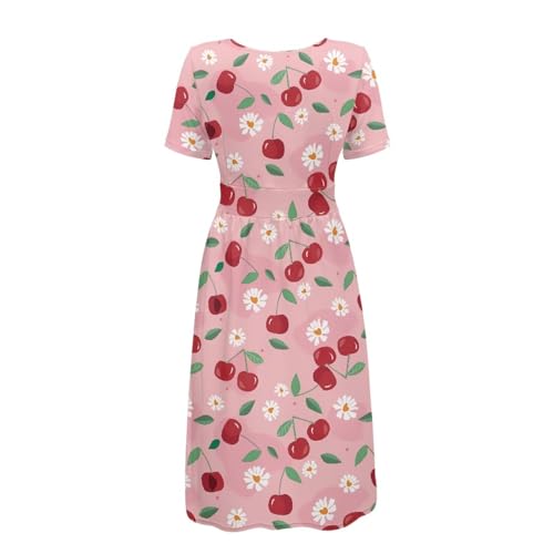 Image of Women's Summer Formal Dresses Short Sleeve Wrap V Neck Dresses Bridesmaid Wedding Guest Dress with Pockets