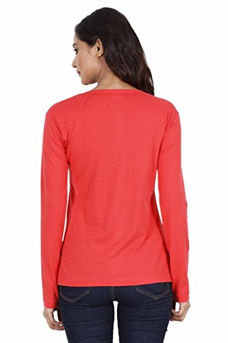 Image of FLEXIMAA Women's Cotton Plain V Neck Full Sleeve T-Shirt