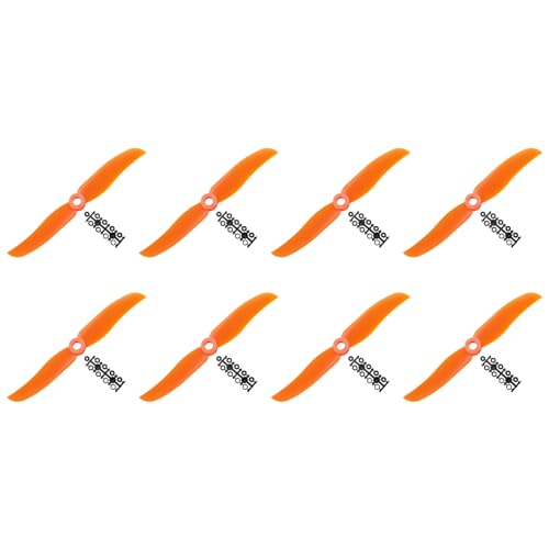 MECCANIXITY 5030 Propellers 5x3 Prop 2-Vane Fixed-Wing Orange Replacement Props with Adapter Rings for Airplane RC Plane, Pack of 8