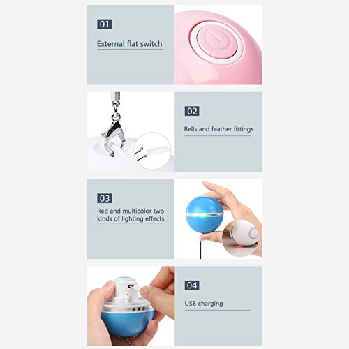 mewmewcat Bola de gato multicolorida para animais de estimação Brinquedo de carga USB Bola para anim