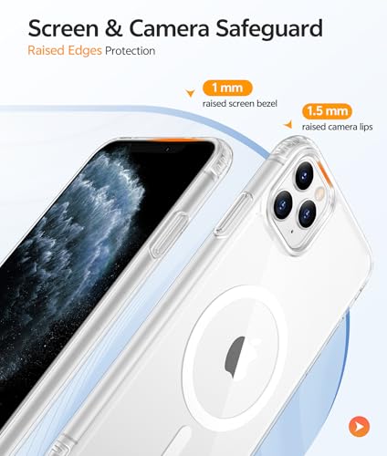 Image of FNTCASE for iPhone 11 Pro Case: [Compatible with Magsafe] Anti Yellowing Transparent Clear Magnetic Phone Cover - Military Grade Shockproof Drop Proof Protective for iPhone 11Pro 2019 Cases - Clear