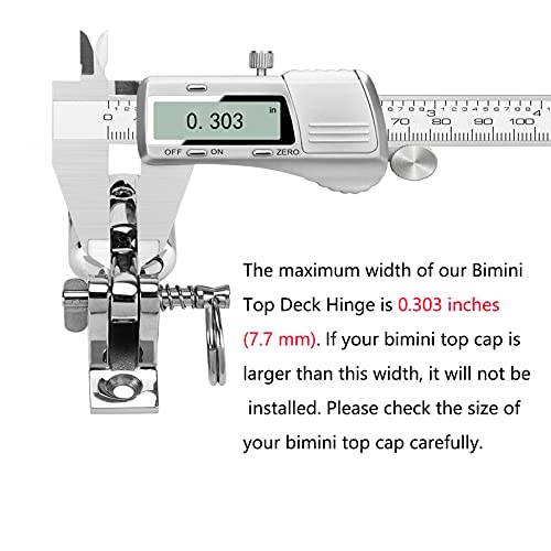 Bimini Top Deck Hinge With Quick Release Pin, Bimini Top Fitting Hardware 90° Deck Hinge, 316 Stainless Steel, Installation Screws (6 Packs) #TOP5
