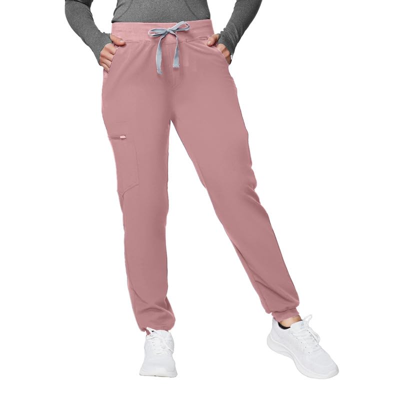 Image of Kitmaz Women's Scrub Jogger Pants, Mid Rise 4-Way Stretch, 5 Pockets | 4-way stretch, slim fit, anti-static, anti-wrinkle, machine washable