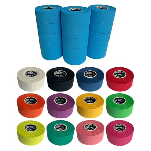 Image of Ringside 1 inch Athletic Trainers Tape, Cotton Kinesiology Tape for Combat Sports, Adhesive, 30 Foot Rolls, Light Blue, 15 Pack