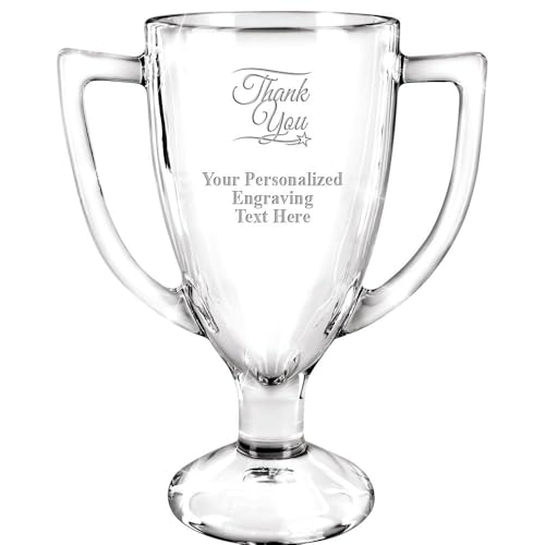 Image of Crown Awards 7 inch Custom Engraved Cup Trophy, Personalized Glass Cup Award with Your Text
