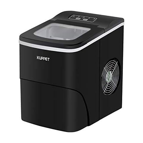KUPPET Ice Maker Machine for Countertop, Portable Ice Cube Makers, Make 26 lbs ice in 24 hrs,Ice Cube Rready in 6-8 Mins with Ice Scoop and Basket for Home/Office/Bar (Black) Cover