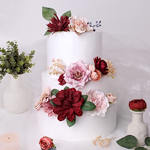 Poeuo Artificial Flowers Combo Box Set Faux Flowers Bulk Fake Flower Leaf With Stems For Home Decor Diy Bridal Bouquets Cake Flowers Decoration Wedding Centerpieces For Tables Baby Shower #TOP5