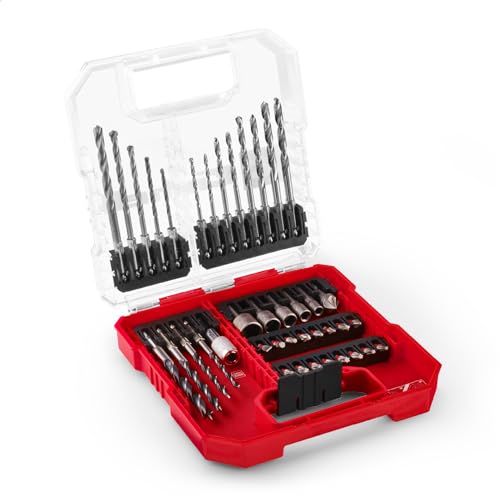 Einhell L-CASE Juego de brocas y taladros de 40 piezas (brocas de 25 mm, portapuntas de cambio rápido, llave de vaso, avellanador, brocas para metal, piedra y madera, incl. caja de almacenamiento)