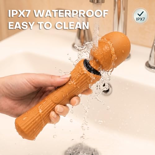 Image of Handheld Personal Wand Massager - USB Rechargeable & Skin-Friendly Silicone, Orange