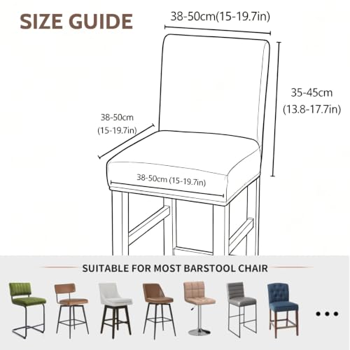 Image of FUANGUI Bar Stool Covers Set of 2, Waterproof Stretch Bar Stool Seat Covers | Washable Removable Bar Chair Covers with Backs Slipcovers, Bar Chair Covers Square for Kitchen Dining Room Cafe