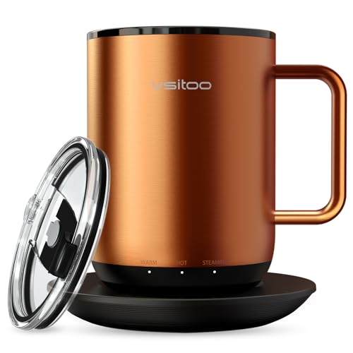 VSITOO S3PLUS Smart Heated Coffee Mug, 14 oz Copper, Stainless Steel