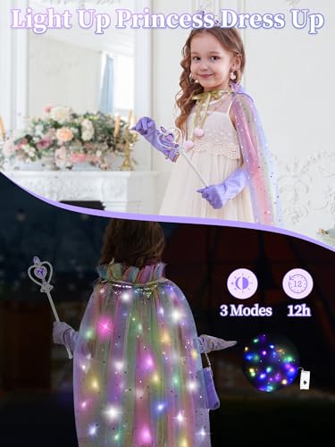 image for Fuzmo Light Up Princess Dress Up Clothes for Little Girls 3-6, Princes