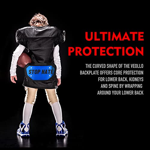 Veollo Sports Football Back Plate - Rear Protector Lower Back Pads For Football Players - Youth Sizes - Chrome Blue #TOP6
