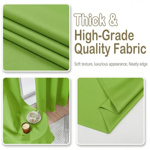 Image of Lime Blackout Curtains for Bedroom 63 Inch Length 2 Panels, Protect Privacy Thermal Insulated Solid Curtains for Living Room, Rod Pocket Window Treatment Blackout Drapes, 2x40Wx63L