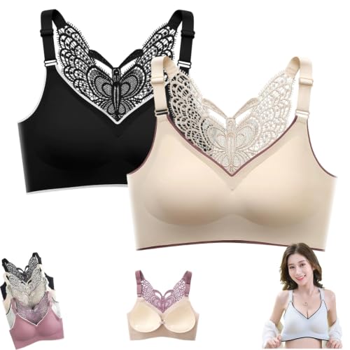 Soutien-gorge sans armatures avec broderie papillon qui souligne la poitrine sans couture