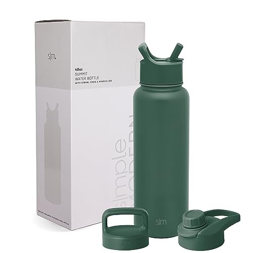 Image of Simple Modern Water Bottle with Straw, Handle, and Chug Lid Vacuum Insulated Stainless Steel Metal Thermos Bottles | Large Leak Proof BPA-Free Flask for Gym | Summit Collection | 40oz, Glamping Forest