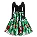 Produktbild TwoCC Weihnachtskleid Cocktail Party Kleid Elegant Vintage 50Er Jahre Kleid Chic Winter Zeremonie Ärmel Lang Schaukel Rockabilly Mittellange Kleidung Weihnachtskostüm Mit Gürtel