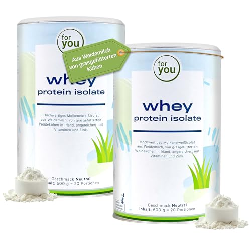 whey protein isolate Pur 2x600 g Doppelpack - Molkenprotein aus Weidemilch - Eiweißanteil 99,7% zum Muskelaufbau & mit allen essentiellen Aminosäuren - Laktosefrei glutenfrei Sojafrei - Proteinpulver