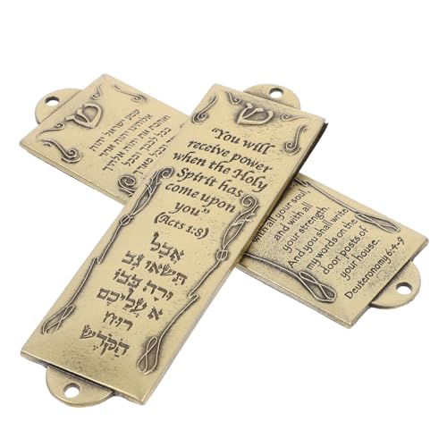 Cabilock 2pcs Judaica Mezuzah Metal Decor Scroll Compact Retro Design for Jewish Home Blessing for Living Room Bedroom Dining Room and More