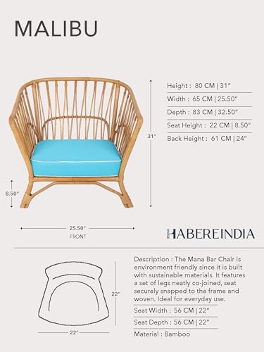 Image of Habere India-All the Cultures Fabricating India Cane Lounge Chairs | Cane Outdoor Furniture | Garden Chair | Bamboo Balcony Chair | Bamboo Accent Chairs (83W x 65D x 80H cm)