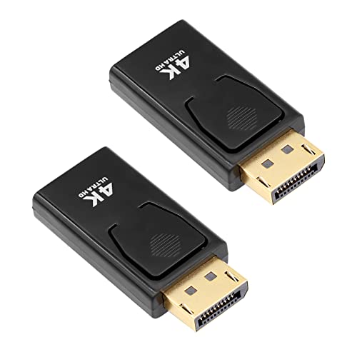 Adaptateur DP vers HDMI, Adaptateur Displayport mâle vers HDMI Femelle plaqué Or 4K 3D, convertisseur de Port d'affichage unidirectionnel vers HDMI Compatible pour Tous Les appareils DP HDMI (2 PCS)