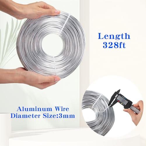 Image of TecUnite 1 Roll Aluminum Craft Wire for Sculpting Armature Bendable Craft Wire for DIY Jewelry Making (100 M X 3 mm,Silver)