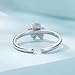 RUKYF Purple Flower Ring for Women 925 Sterling Silver Ring Dainty Stackable Rings Ajustable Cute Open Ring for Women Fashion Jewelry