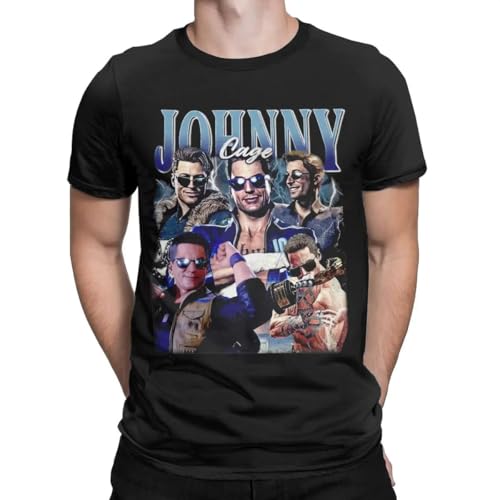 dewe3tdesdEU Johnny-Cage-Vintage-T-Shirt-Cotton-Clothes-Vintage-Short-Sleeve-Crew-Neck-Tees-Plus