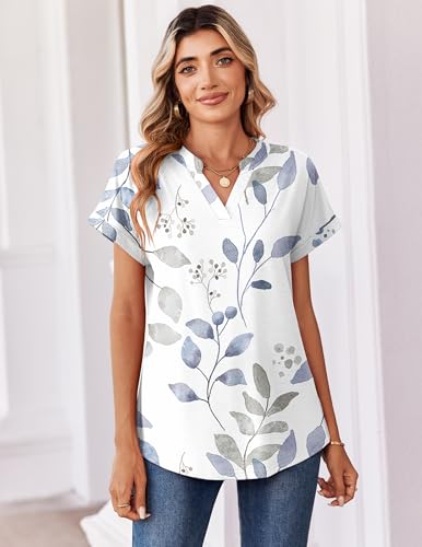 Image of Zeagoo Womens Tops Short Sleeve Summer V Neck Shirts Work Blouses Business Outfits Fashion Clothing