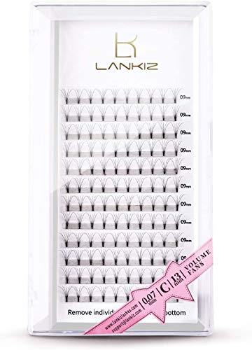 LANKIZ Volume Lash Extensions Premade Fans Eyelash Extensions 5D 0.07mm C Curl 13mm Long Stem Russian Volume Individual Lashes