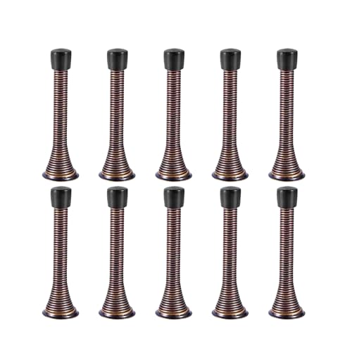 FixtureDisplays® 10PK Spring Door Stops Red Bronze with Black Rubber Bumper Tips, 3-1/10