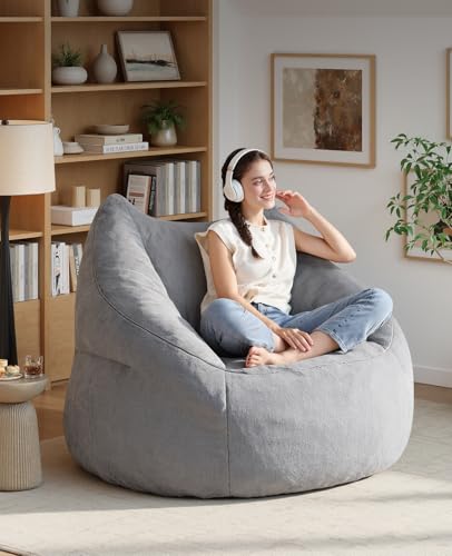Image of Relefree Cafy Bean Bag Chair for Adults,Oversized Reading Chair with Armrests,Memory Foam Filling Comfy Chair,Giant Cozy Adult Bean Bag Chair,Large Lazy Living Room Chair for Bedroom,Reading Nook