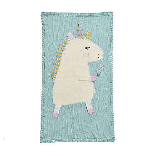 Couverture de coton lit bébé BaronHong avec motif licorne et tricot crochet chaud