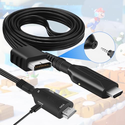AXFEE Dla PS1/PS2 do kabla HDMI AV, do interfejsu multimedialnego PS2, przełącznik współczynnika proporcji 4:3/16:9, konwerter wideo HD