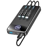 Power Bank Fast Charging 26800mAh,Portable Charger 22.5W Phone Battery Pack Attached USB-C/iOS/Micro-USB Cable, Powerbank for iPhone 17 16 15 14 13 Samsung, for Travel Camping Essentials