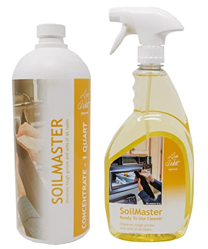 Don Aslett Soilmaster Heavy Duty Organic Orange Degreaser And Cleaner Set (1 Liter Concentrate & 32 Oz Ready-To-Use Spray Bottle) Remove Tough Grease And Soils On Kitchen Countertops, Cabinet, Knobs #TOP12