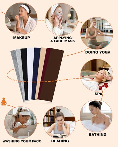 lulir Haarband Damen 8 Stück, Stirnband Damen Sport, Stirnbänder Elastische & Antirutsch, Haarbänder Dünn, Atmungsaktiv Breites Headband, Hairband für Yoga, Kosmetik, Fitness, Gym, Workout
