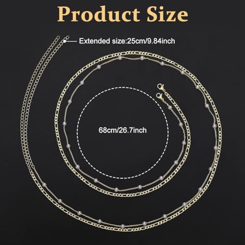 Image of PALAY 2pcs Pearl Waist Chain for Women Stylish Saree Gold Plated Belly Chain 2-Layered Ladies Body Hip Chain for the Waist Bikini Jewelry - 26-42in