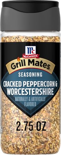 McCormick Grill Mates Seasoning, Cracked Peppercorn & Worcestershire, Bold & Savory Flavor for Steak, Chicken and Vegetables, Perfect for Grilling, Roasting, Air-Frying, Cookouts, and Weeknight Meals, 2.75 oz
