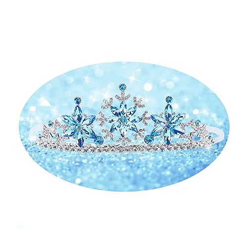 Blue Snow Rhinestone Tiara for Girls - Snow Crown, Birthday Party Favors, Christmas Gifts