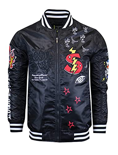 Image of SCREENSHOT Hip-Hop Urban NYC Fashion Bomber Jacket - Modern Outdoor Lightweight Streetwear Graffiti Print Zip Up Top
