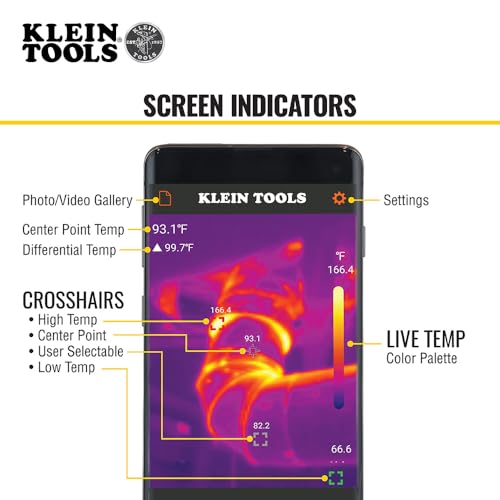 Klein Tools TI220 Thermal Imager for Android Devices, Thermal Imaging Camera, 10,800 Pixels, Three Color Palettes, High/Low Temperatures