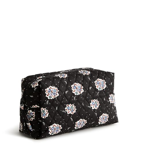 Vera Bradley Women's Premium Cotton Large Cosmetic, Feathery Bouquets, One Size