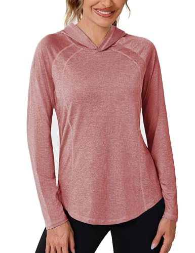 Terecey Camisetas Deportiva Mujer Anti UV de Manga Larga UPF 50+ Top Transpirable con Capucha de Secado Rápido