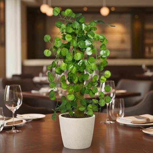 Image of fancymart Artificial Green Leaf Hanging Creeper on Moss Stick (Without Pot) - 60 cm Tall Hanging Creeper Plant for Indoor Home, Office, Restaurant & Cafe Decoration
