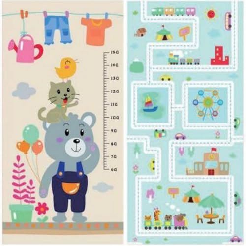 Image of Premium Baby Play Mat, Reversible, Soft, Easy to Clean, Learning & Playing Carpet, Crawling Play Mat, Non-Slip, Waterproof-Portable-Outdoor /Indoor Use | Foam Play Mat for Babies, Toddlers Multicolor (Taddy Height-Roadmap)