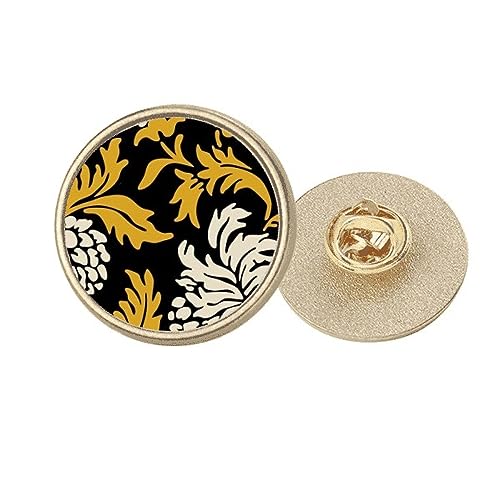 Broche ronde en métal doré chrysanthème style asiatique taille M