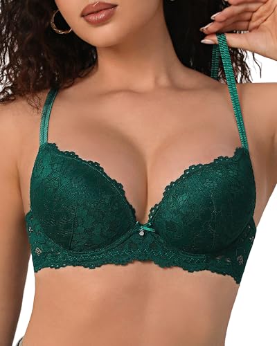 Image of Push Up Bras for Women Add 2 Cups Sexy Lace Cleavage Extra Padded Plunge Bra Underwire
